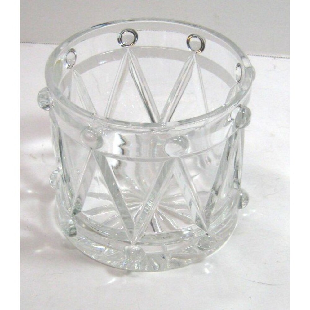 24% Bohemian Lead Crystal Teleflora Drummer Boy Glass Planter/Candy Dish 5 x 6"